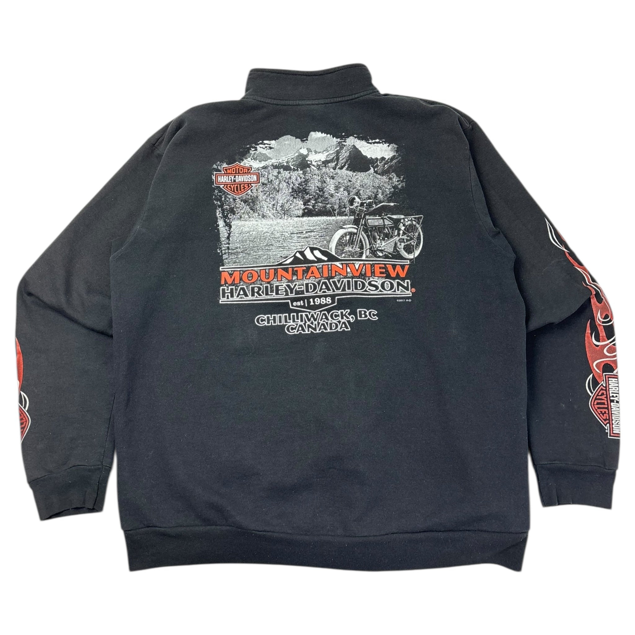 2012 Harley Davidson Flame Sleeve Zip Sweater