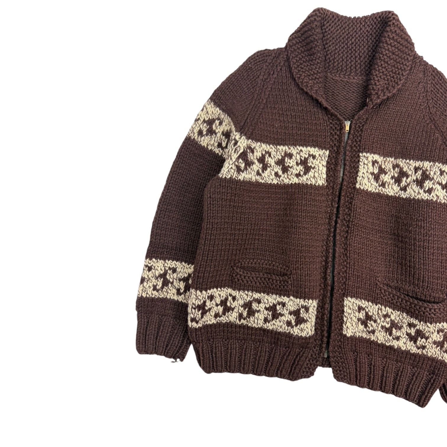 Vintage Cowichan Knit Sweater Brown