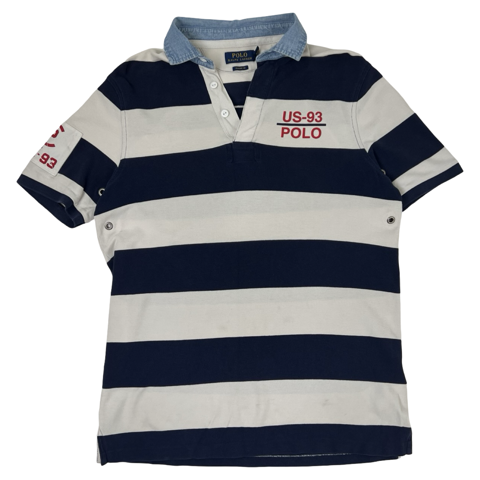 Vintage Polo Ralph Lauren US-93 Striped Polo Shirt White/Blue