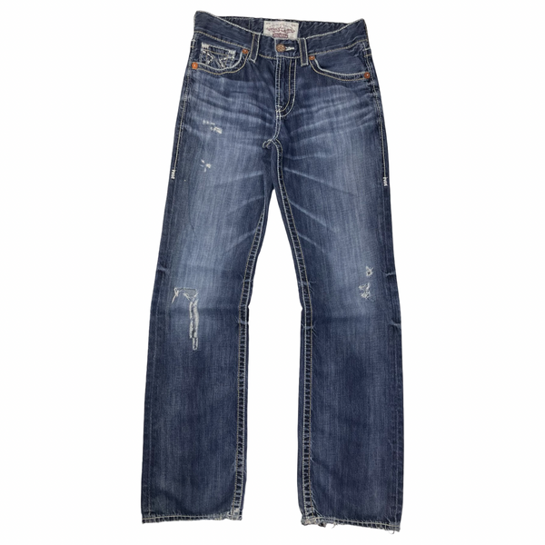 Vintage Y2K Big Star Contrast Stitch Denim Pant Dark Wash