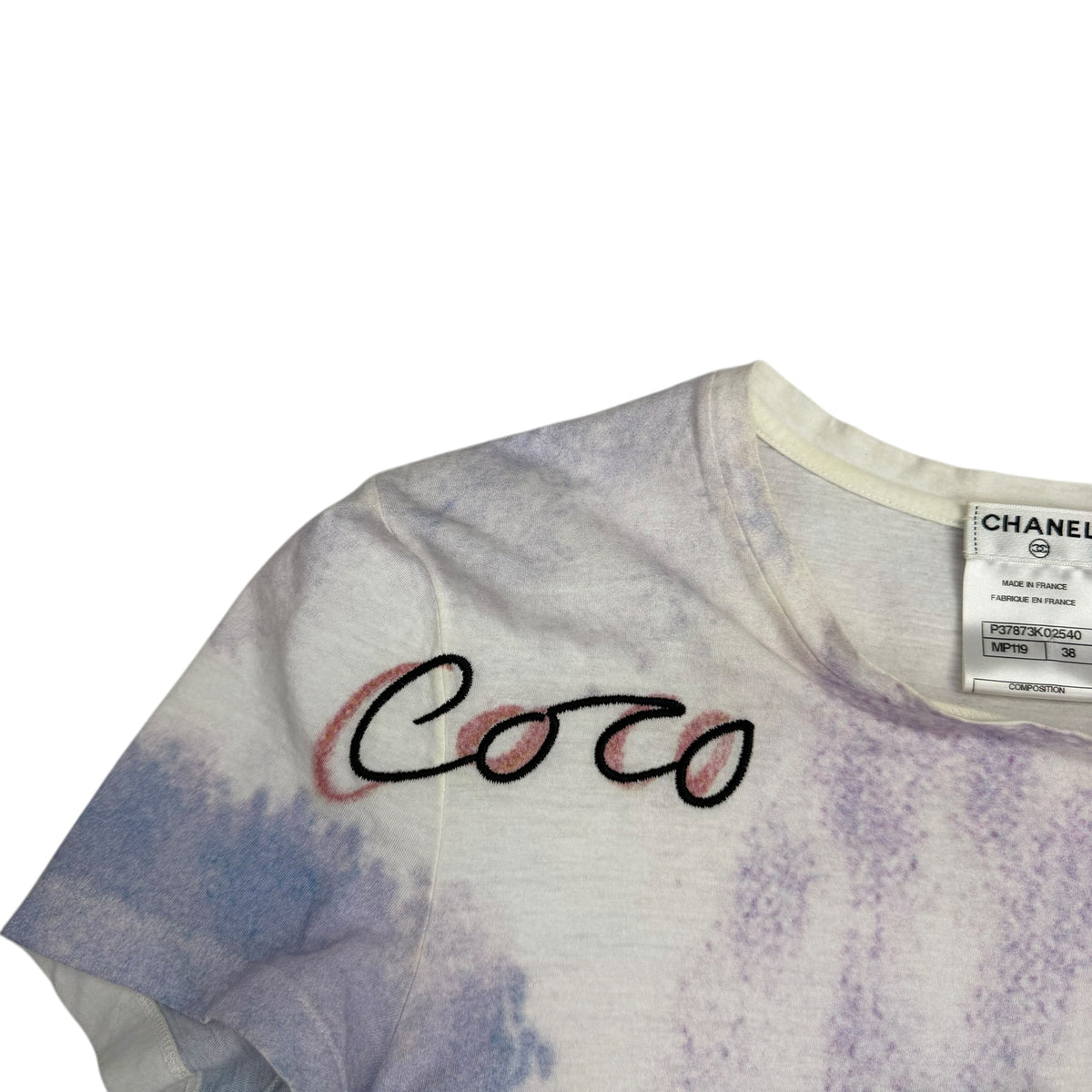 (W) Spring/Summer 2010 Chanel Mademoiselle Coco By Karl Lagerfeld Tee Purple/White