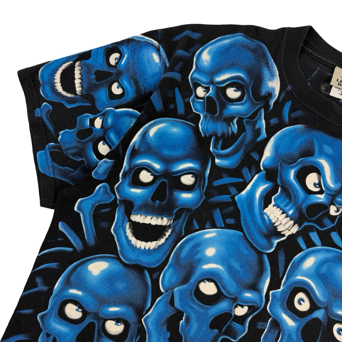 2001 Liquid Blue AOP Skull Pile T-Shirt Black/Blue