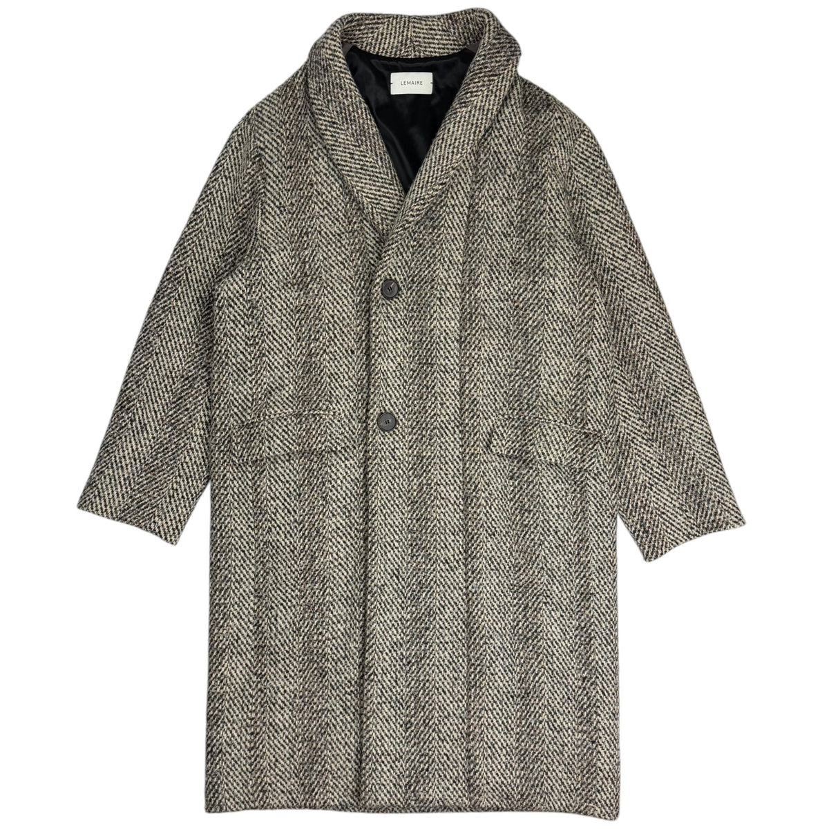 Lemaire Owl Kaftan Wool Herringbone Coat Beige