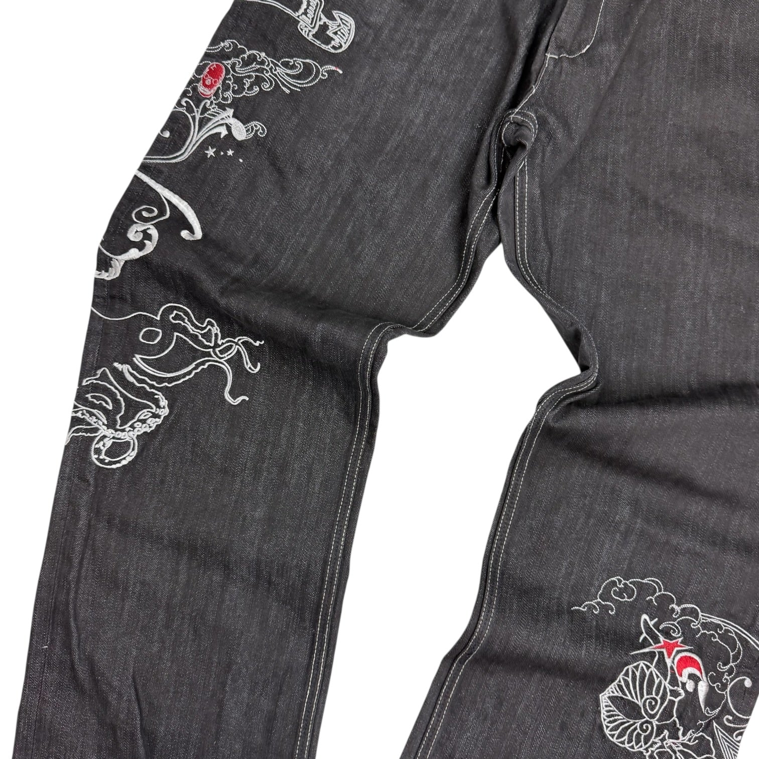 Vintage Y2K Artful Dodge Embroidered Denim Pants Dark Wash