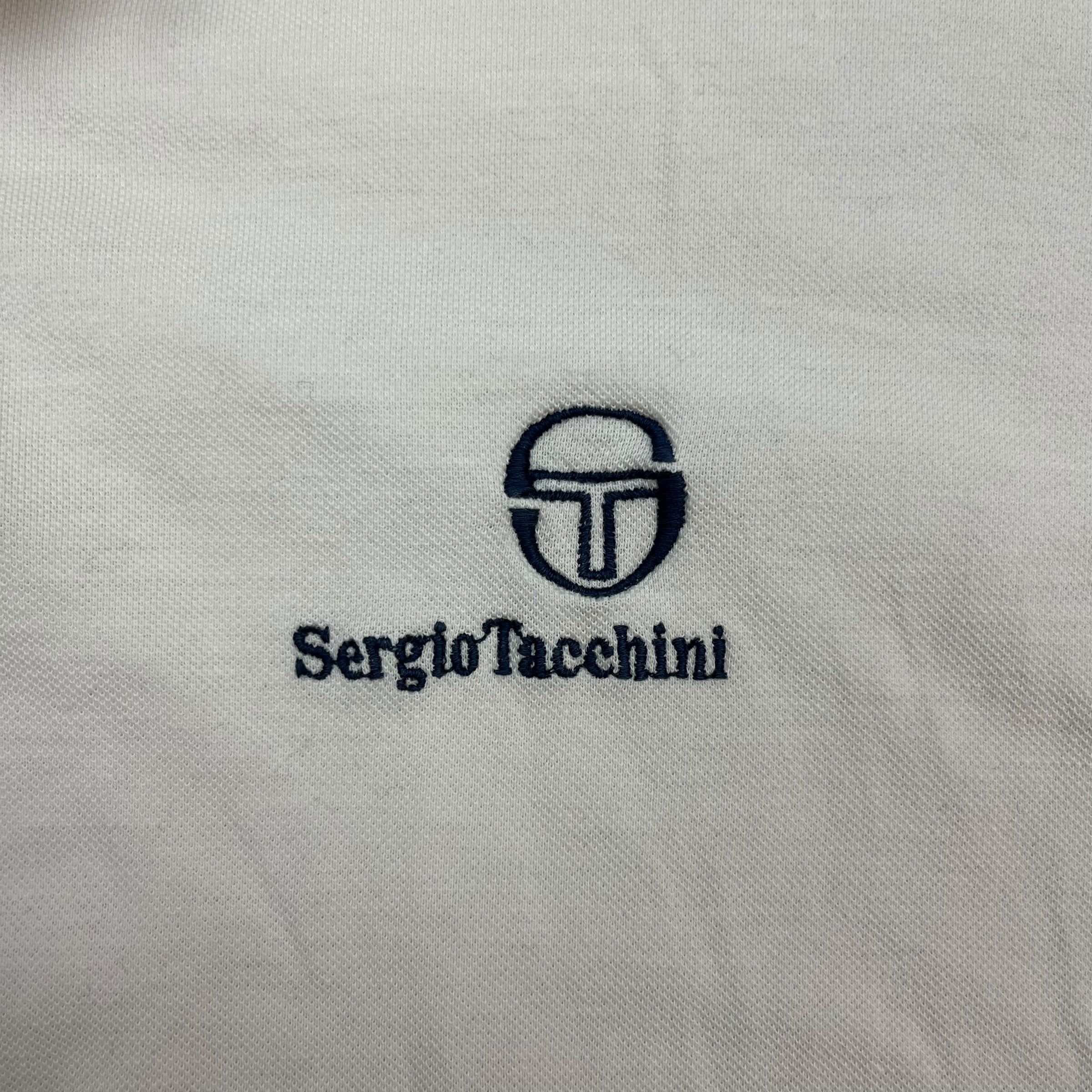 Vintage Sergio Tacchini Polo Shirt White/Green/Purple