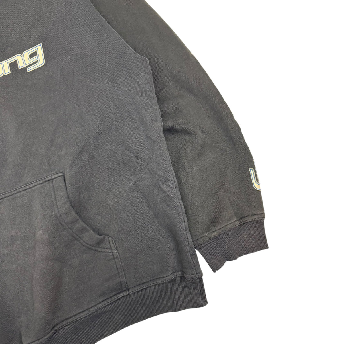 Vintage Billabong Spell Out Sleeve Hoodie Navy Blue