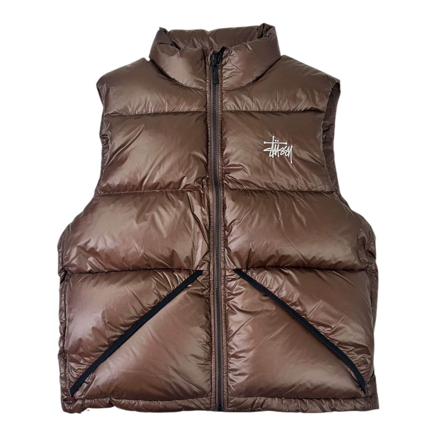 Stussy Micro Ripstop Down Vest Brown