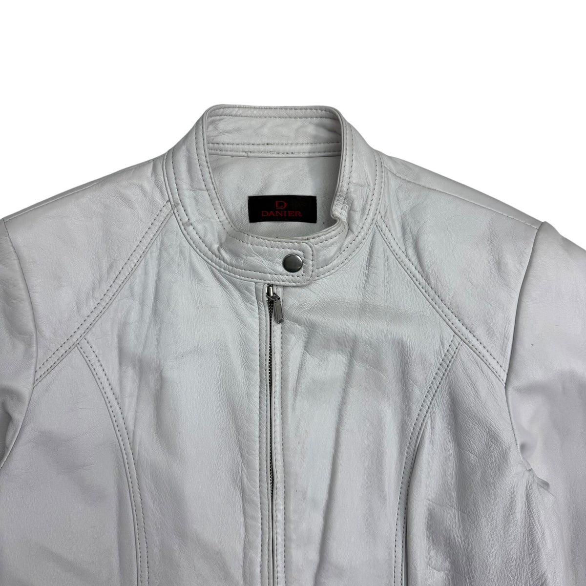 (W) Vintage Danier Leather Moto Jacket White
