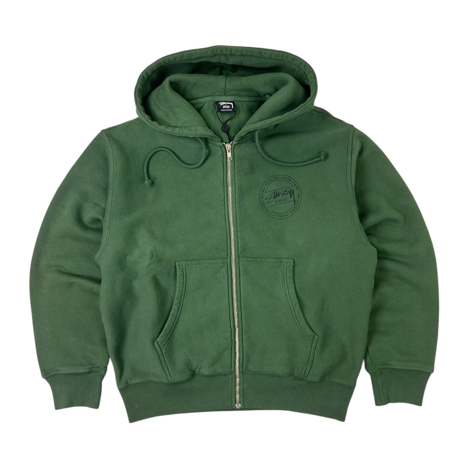 Stussy Wear Pig Dyed Zip Up Hoodie Green