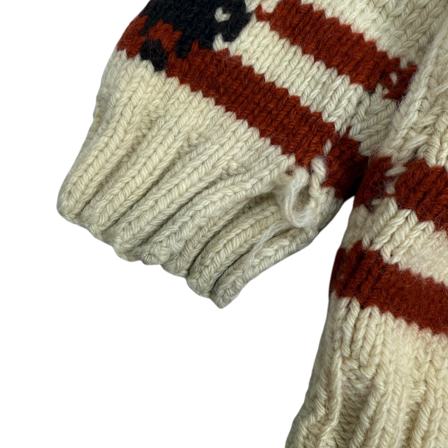 Vintage Cowichan Bison Knit Zip Up Sweater Cream