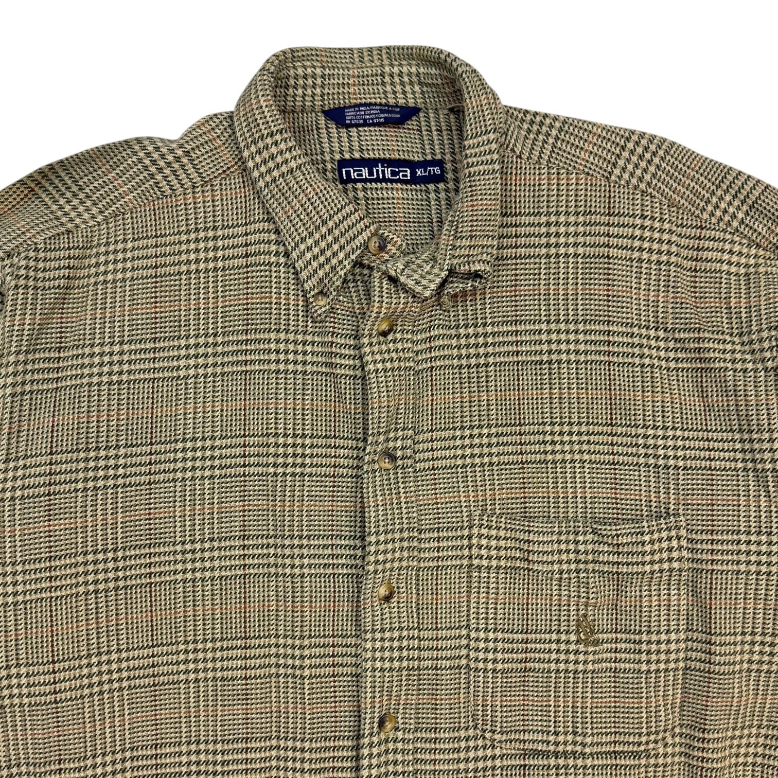 Vintage Nautica Flannel Button Up Shirt Yellow