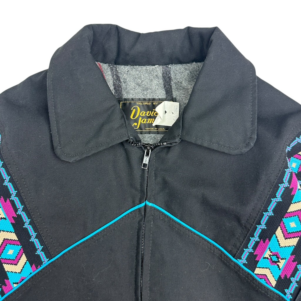 Vintage Aztec Print Jacket Black
