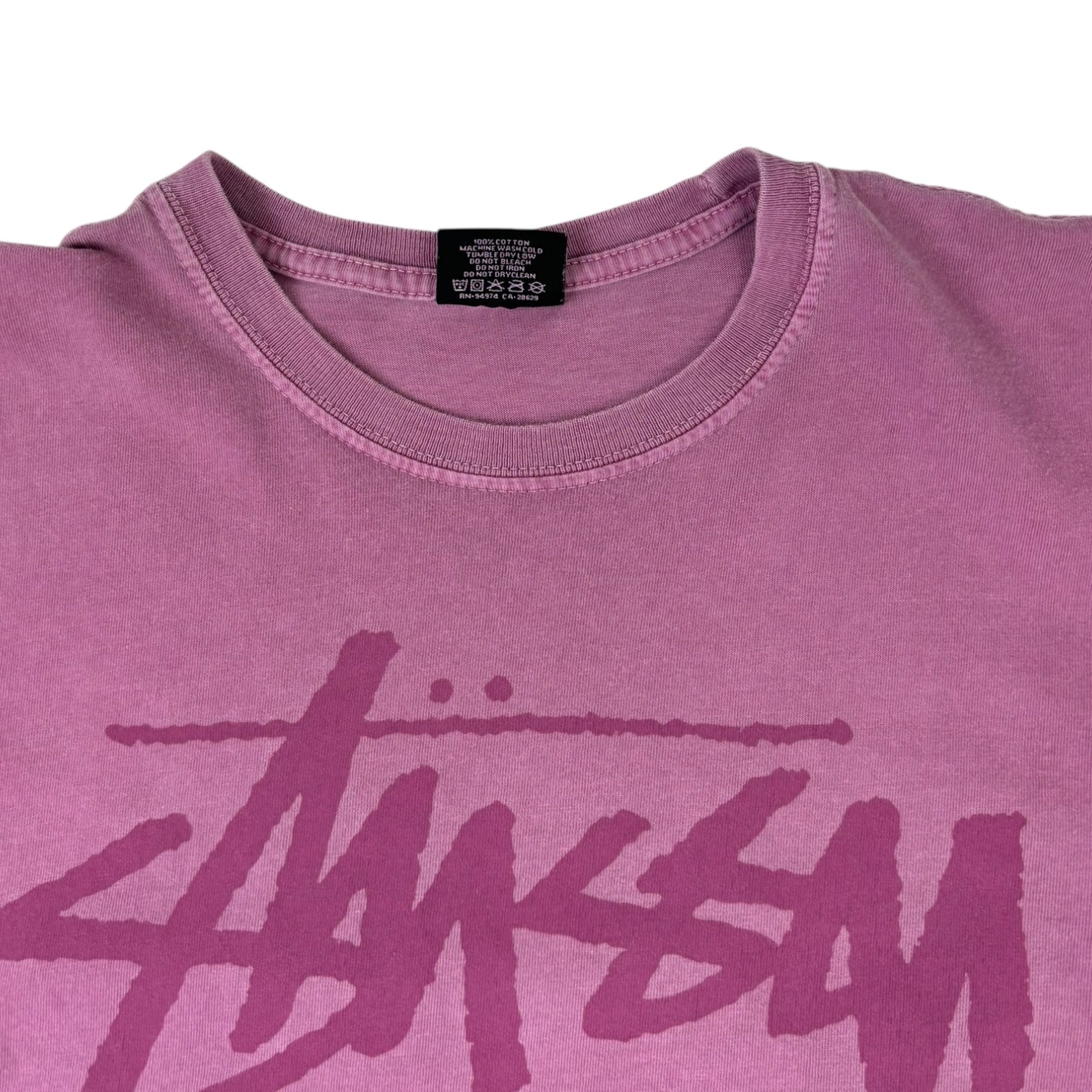 Stussy World Tour Pigment Dyed Long Sleeve T-Shirt Fuchsia