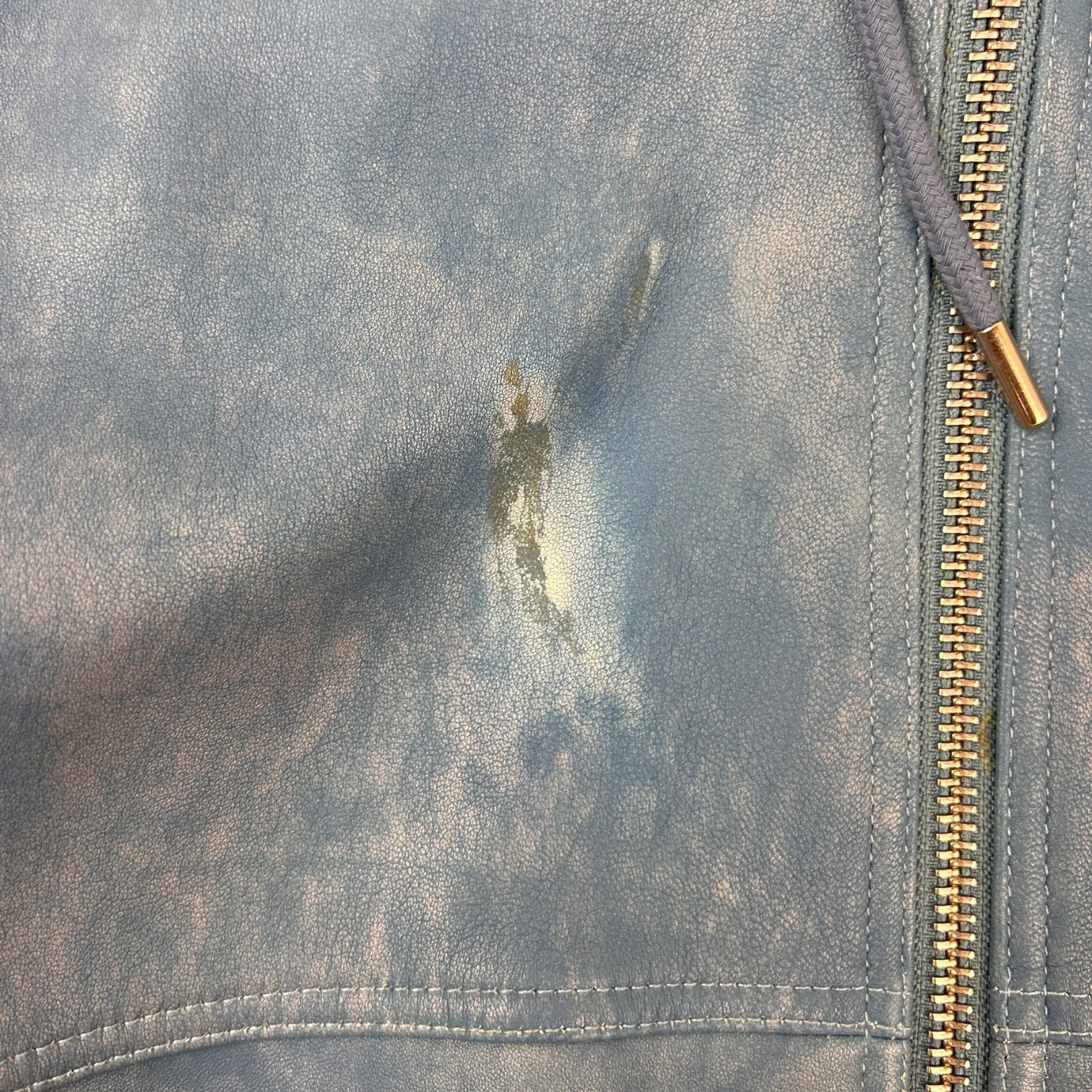 Stussy Stone Wash Leather Work Jacket Washed Blue