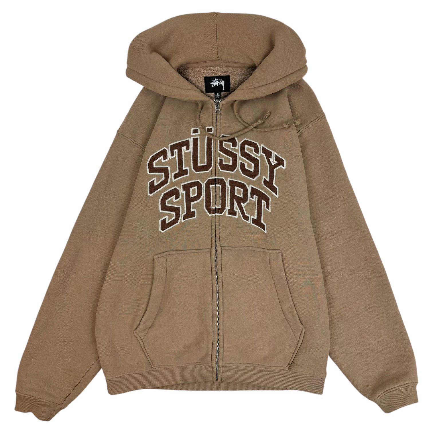 Stüssy Sport Zip Up Hoodie Tan