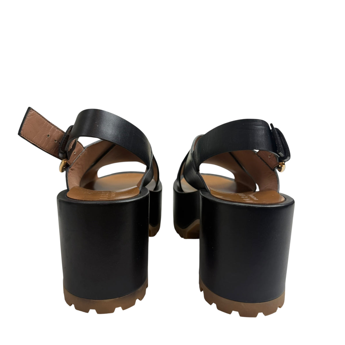 (W) Marni Platform Cross-Strap Sandal Black/Brown (Used)