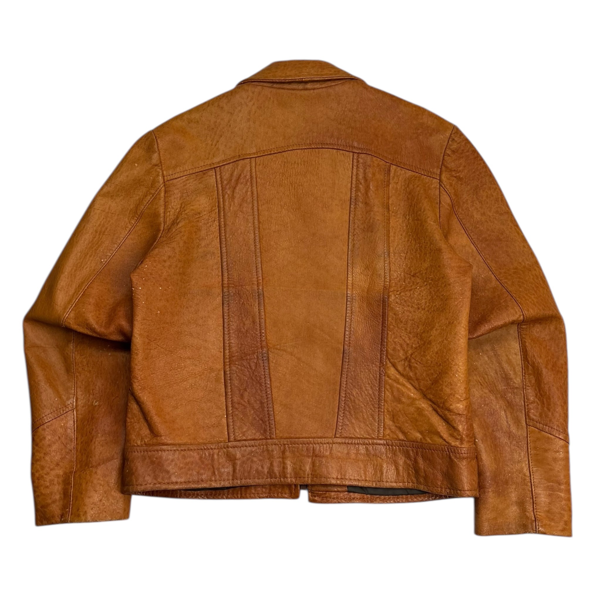 Vintage Rice Sports Wear Leather Jacket Brown