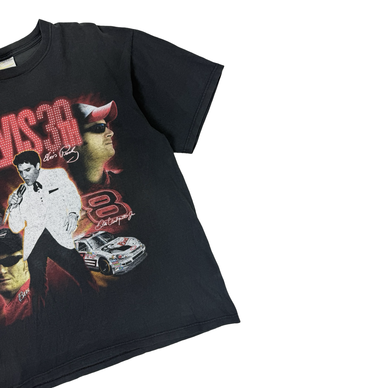 Vintage Chase Authentics Elvis Presley X Dale Earnhardt Jr T-Shirt Black