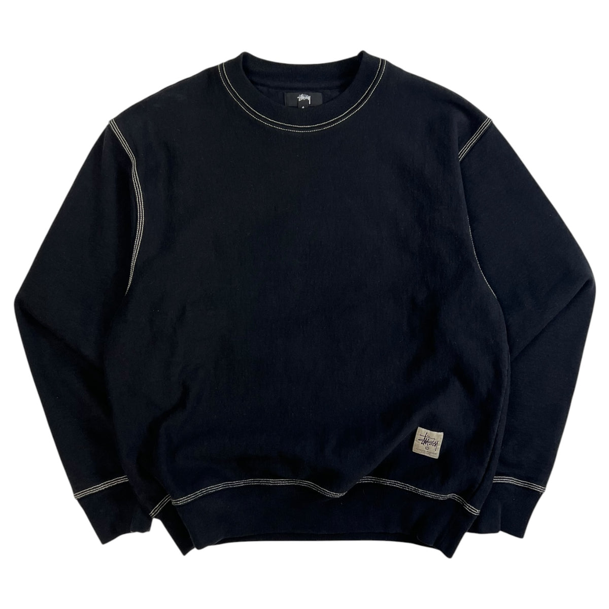 Stussy Contrast Stitch Label Crew Sweatshirt Black