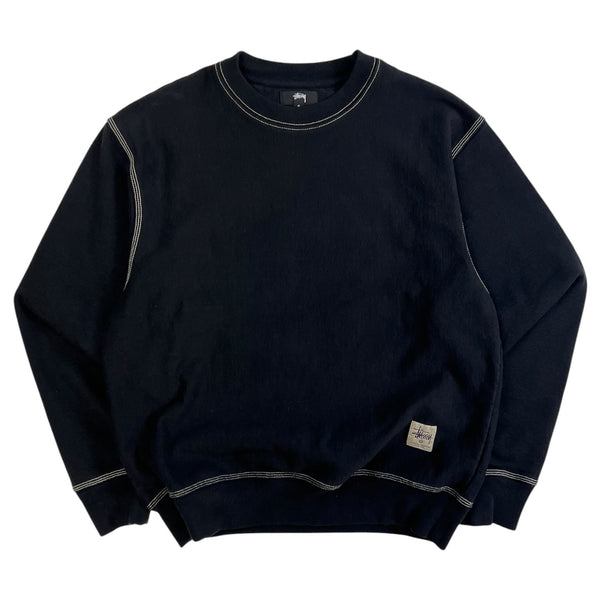 Stussy Contrast Stitch Label Crew Sweatshirt Black