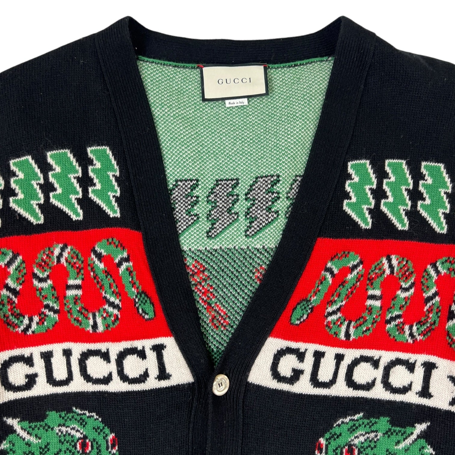 Gucci Wool Jacquard Cardigan Black