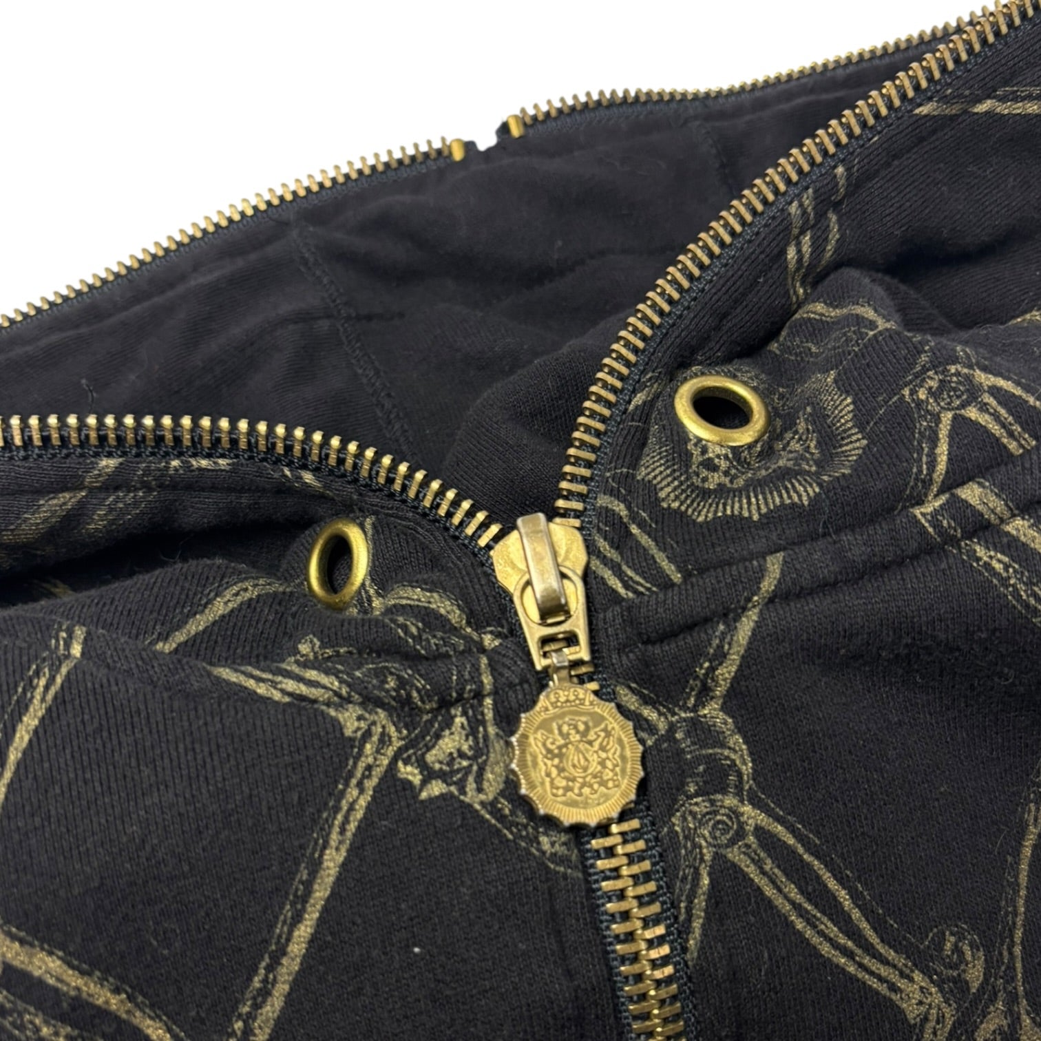 Vintage Y2K Volcom All Over Print Zee Bones Full-Zip Hoodie