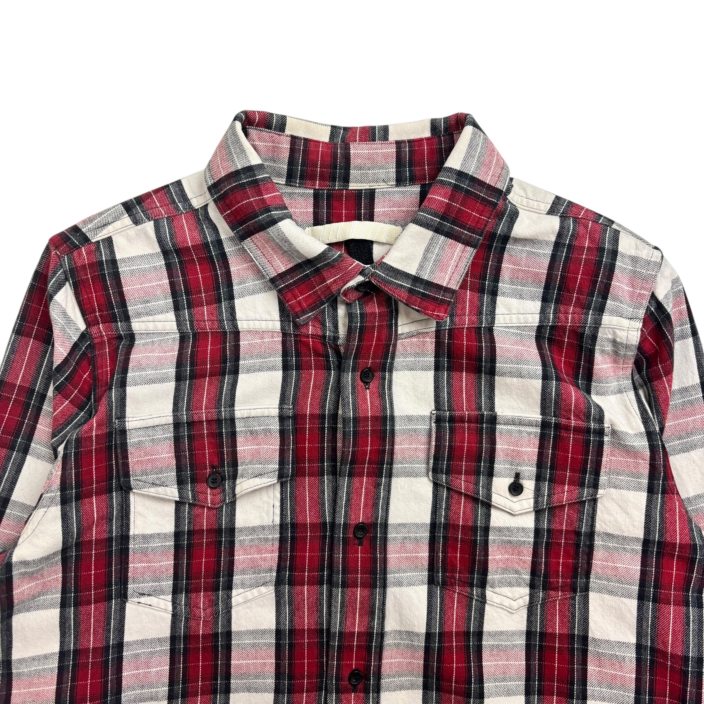 Off-White Checkered Plaid Flannel Red