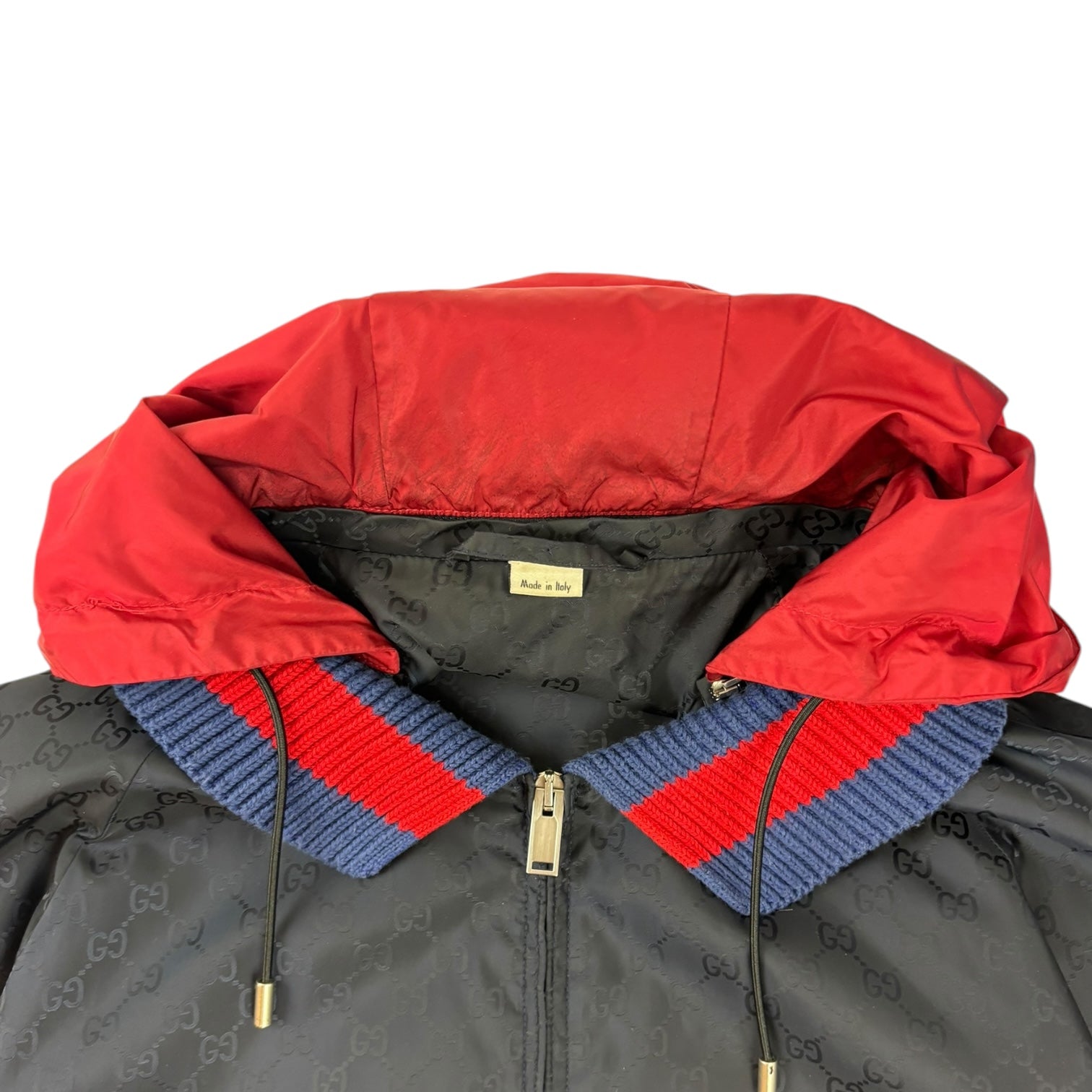 Gucci GG Jaquard Nylon Windbreaker Jacket Navy