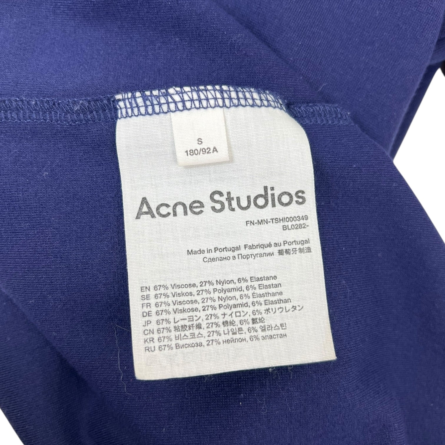 Acne Studios Extorr Reverse Logo Rib T-Shirt Indigo Blue