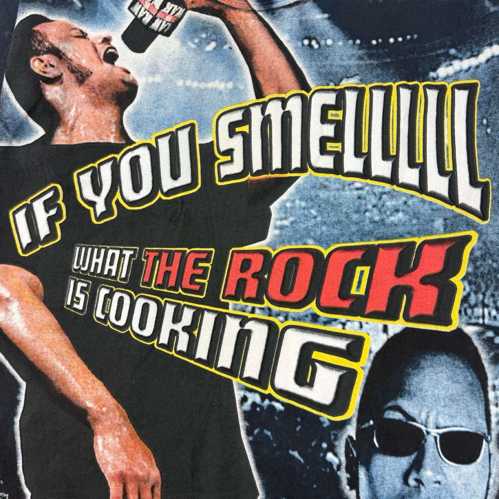 2000 WWF What The Rock Is Cooking Mega Print T-Shirt
