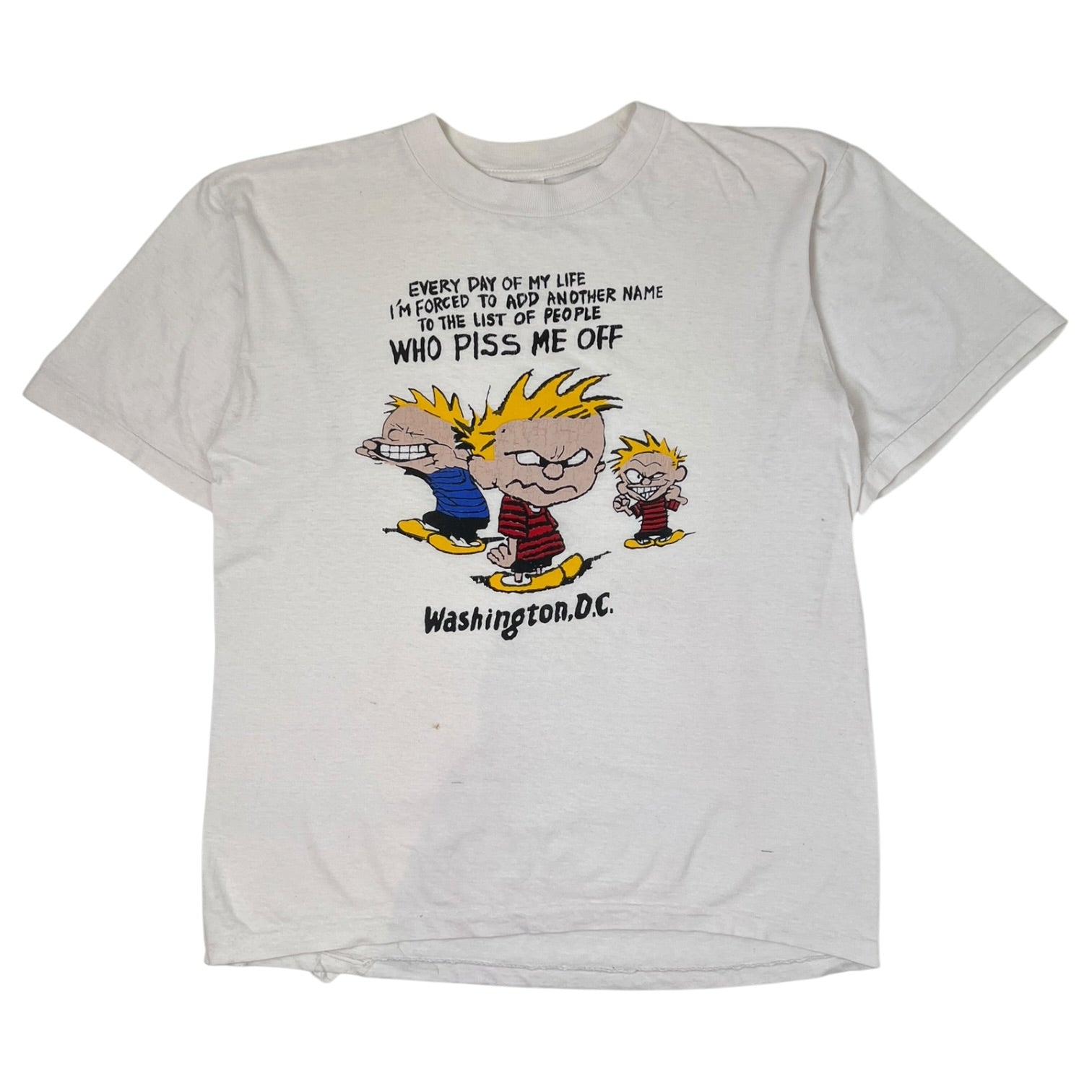 Vintage Calvin and Hobbes Graphic T-Shirt White