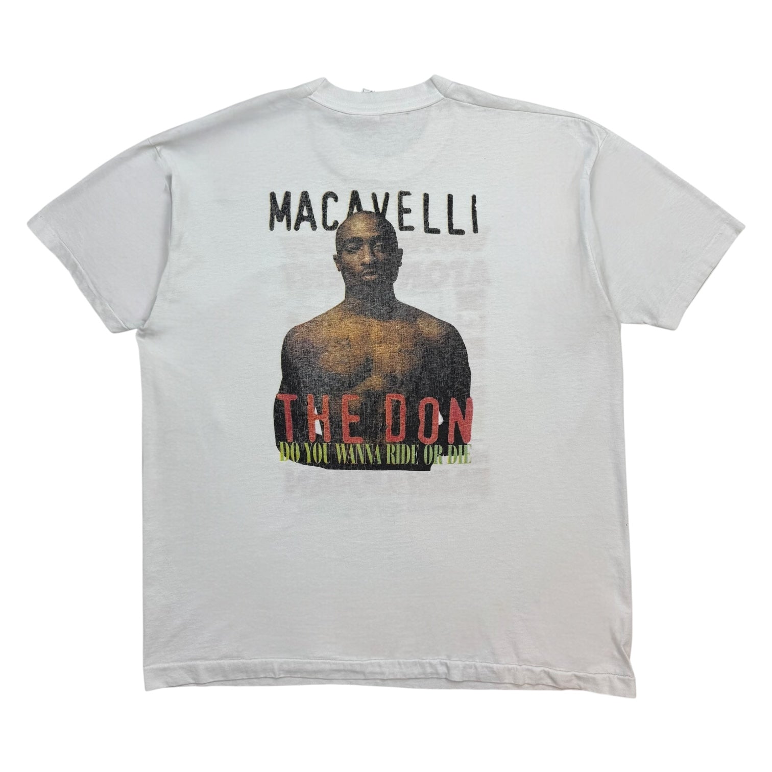 Vintage Test Print Minister Farrakhan/ Tupac Macavelli Tee White
