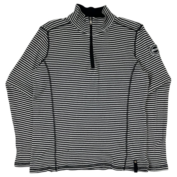 (W) Lauren Ralph Lauren Active 1/4 Zip Shirt Black White Stripes