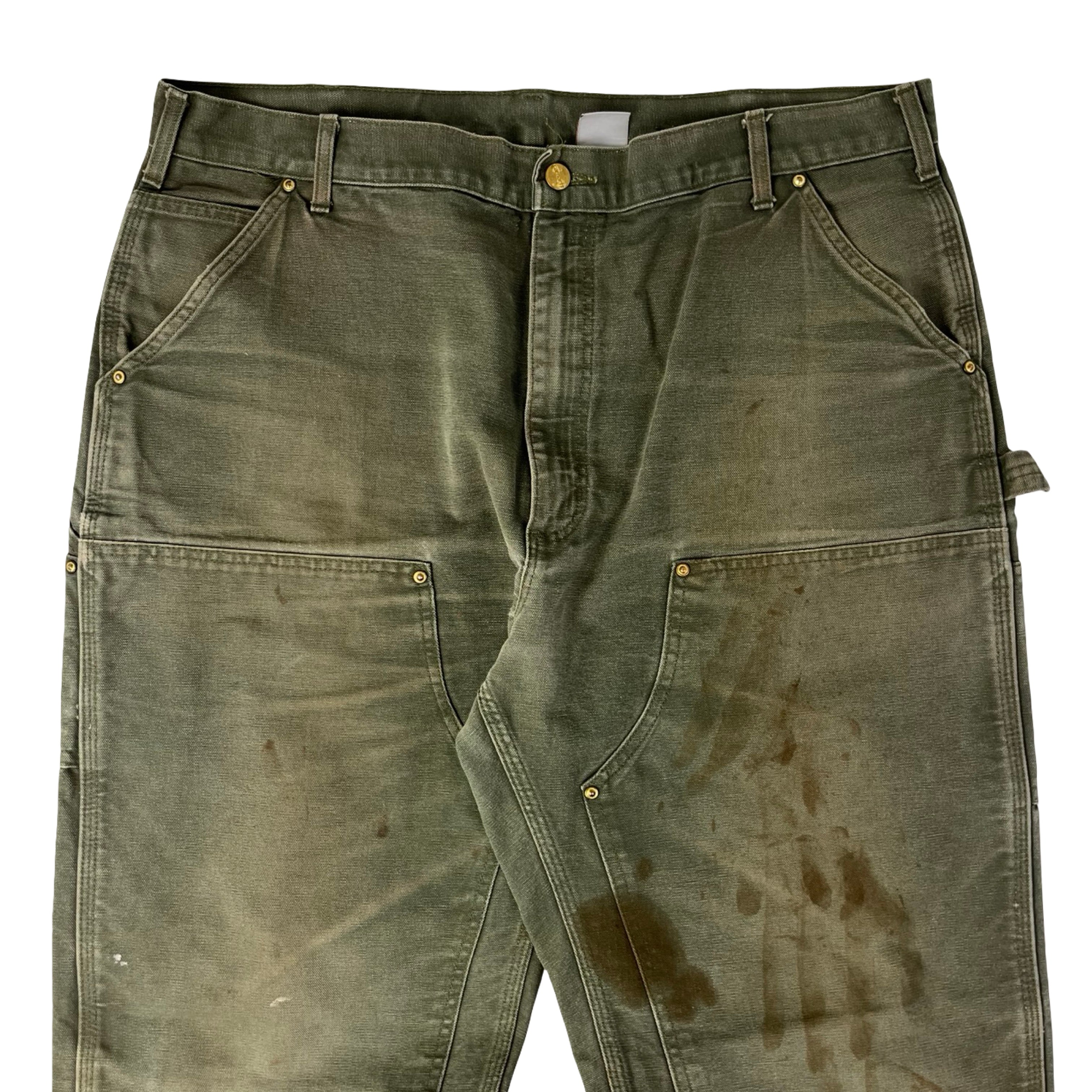 Vintage Carhartt Double Knee Carpenter Pants Faded Olive