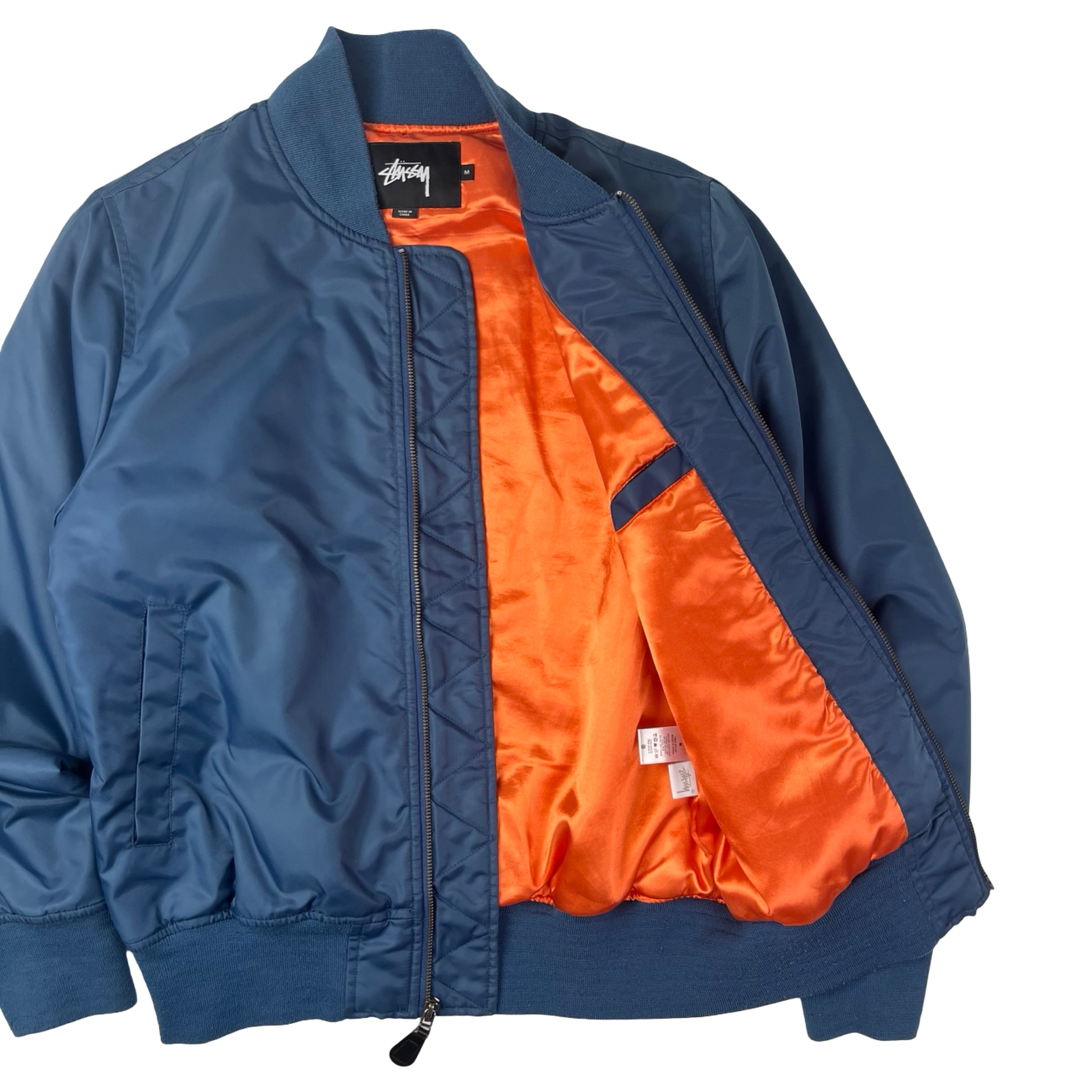 Stussy Satin Flight Jacket Navy