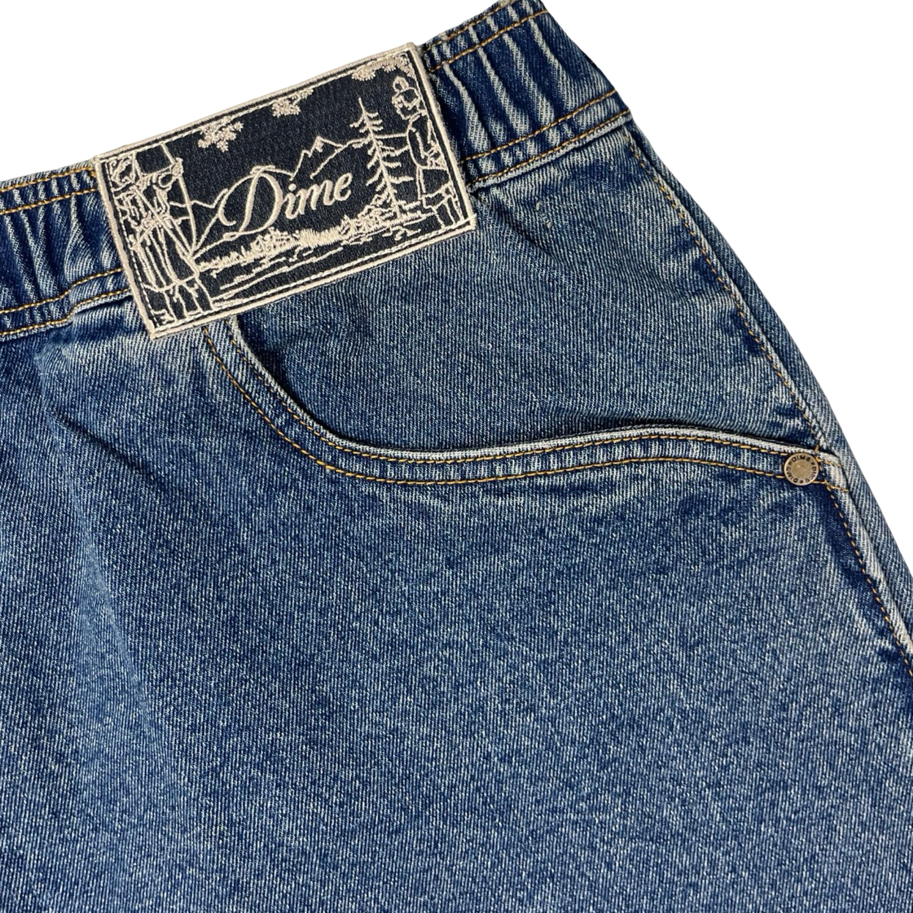 Dime Reverse Denim Shorts Washed Blue