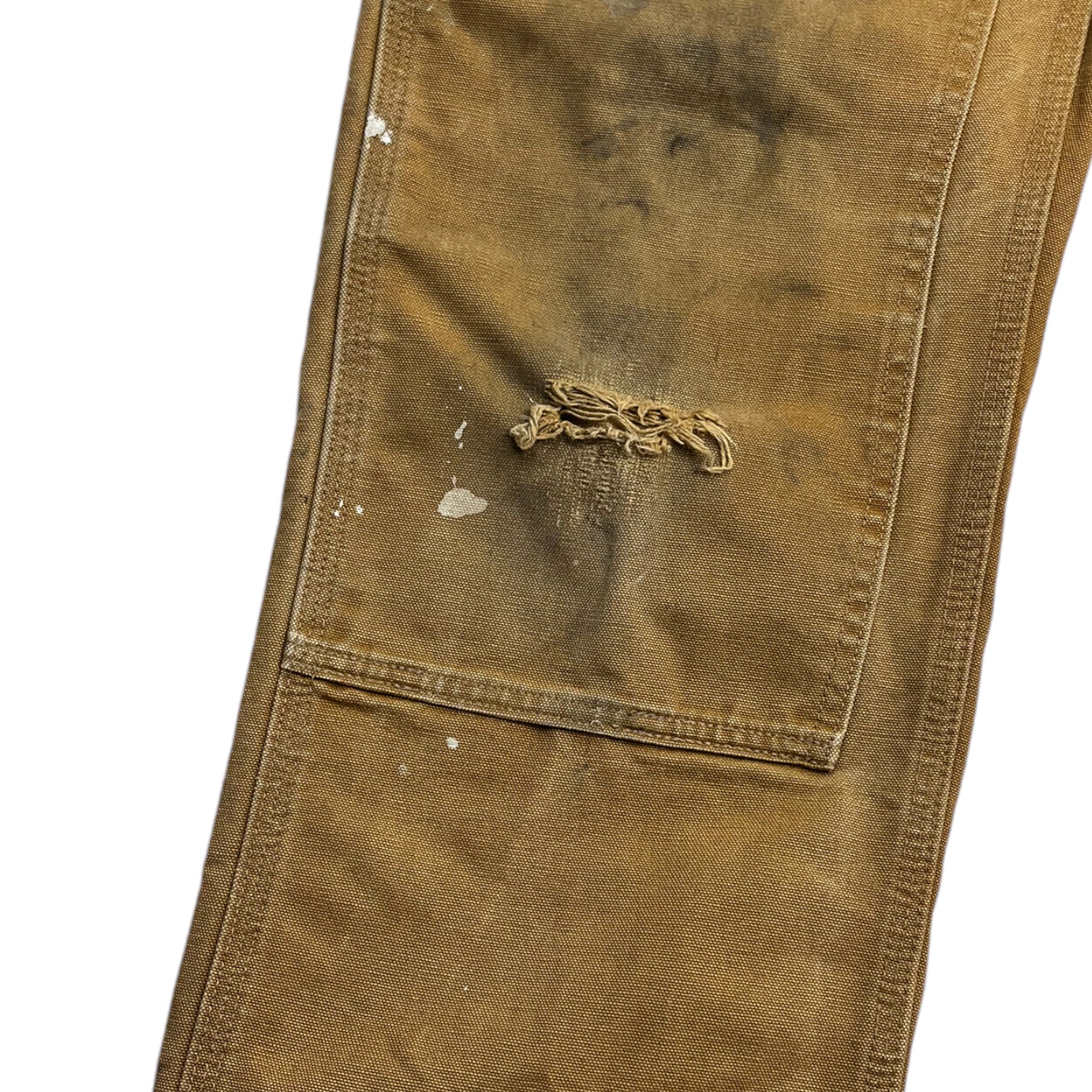 Vintage Carhartt Made In USA Tan Double Knee Distressed