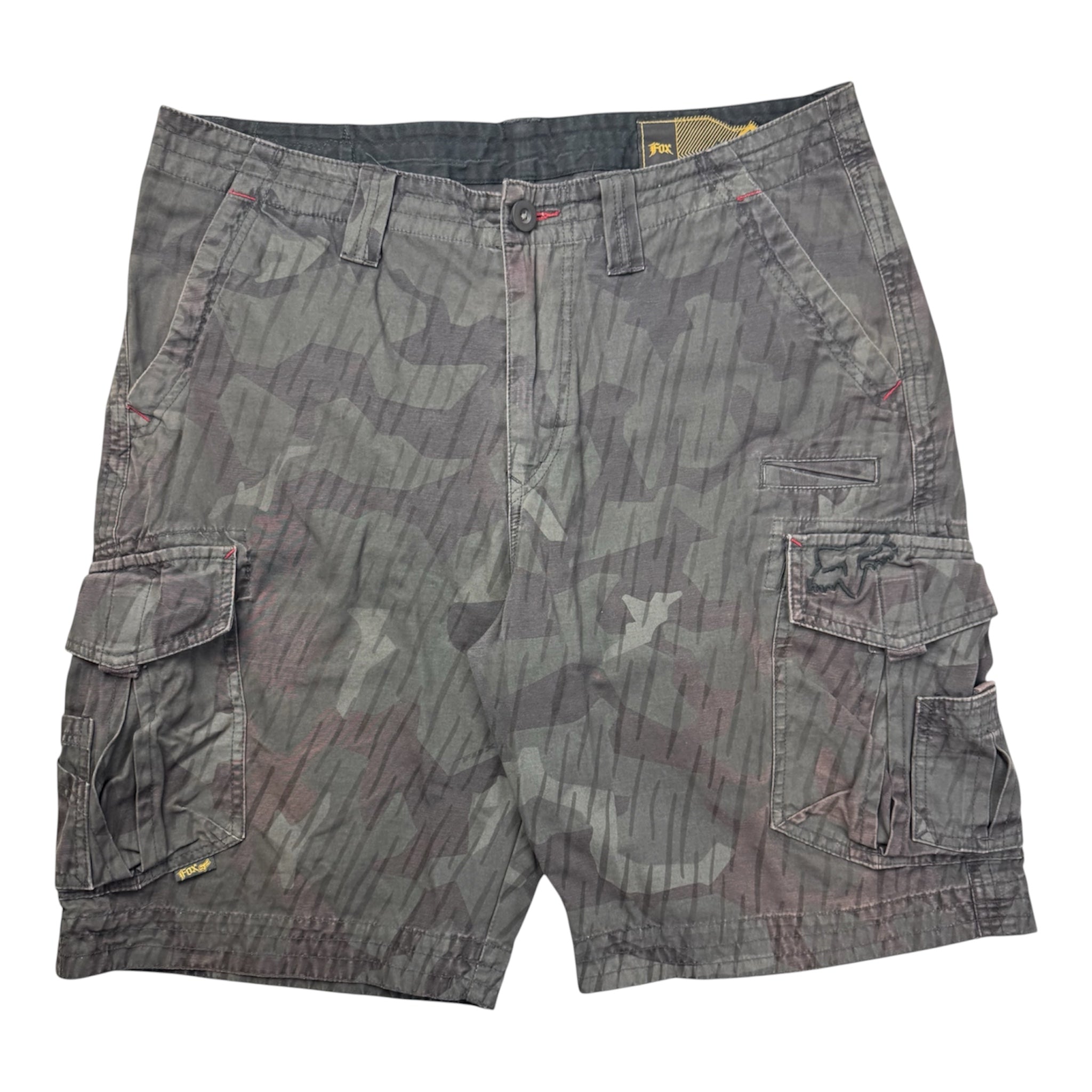Vintage Y2K Fox Embroidered Dark Treebark Cargo Shorts