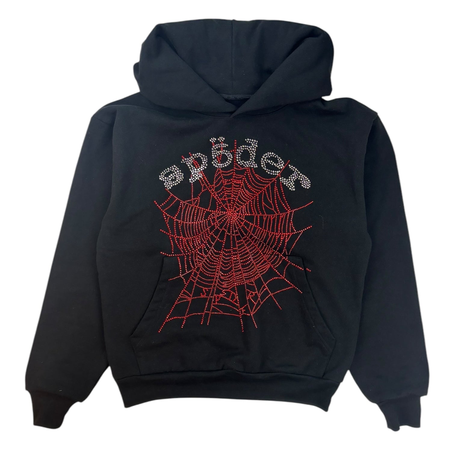 Sp5der Rhinestone OG Web V2 Hoodie Black