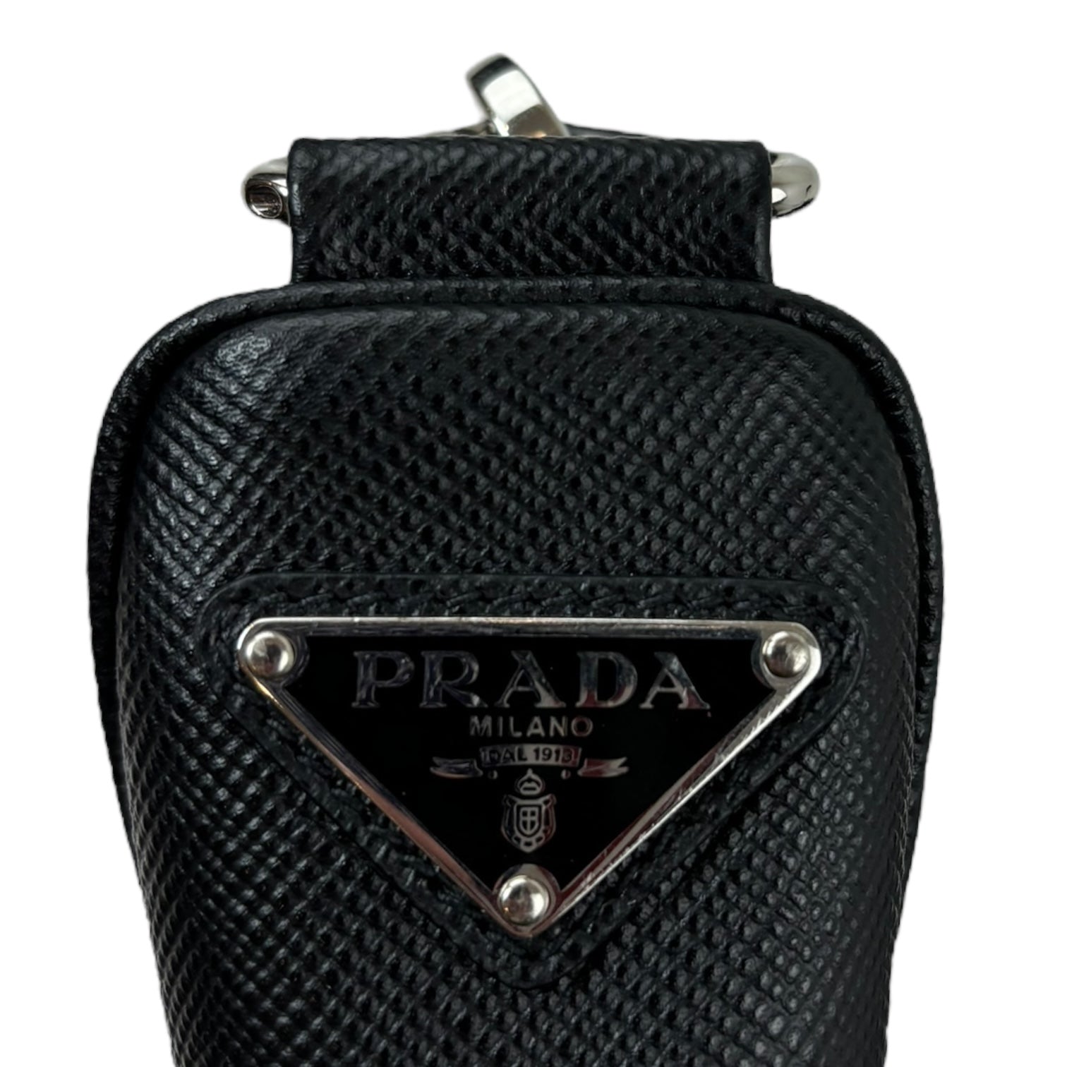 Prada Saffiano Triangle Leather Crossbody Bag Black