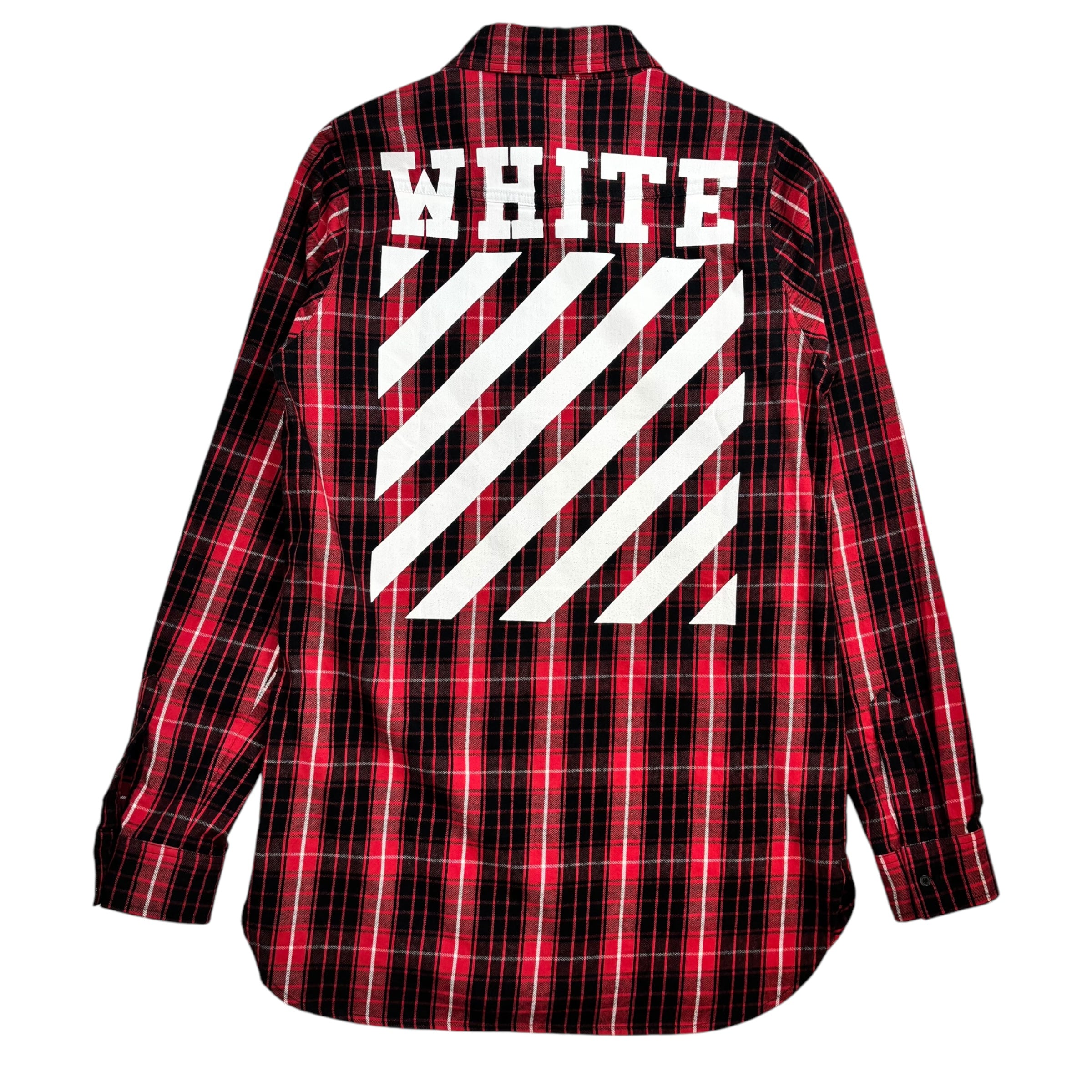 Off-White Plaid Flannel Long Sleeve Red