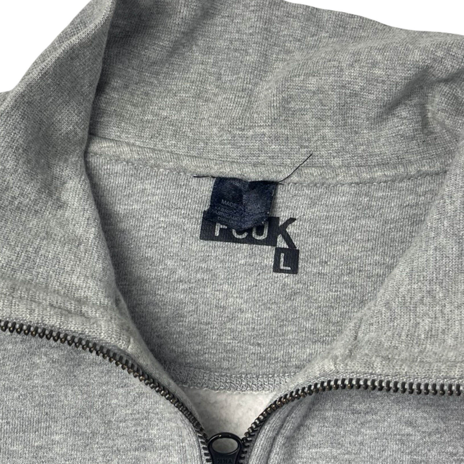 Vintage Y2K FCUK Embroidered Full Zip Sweater Grey