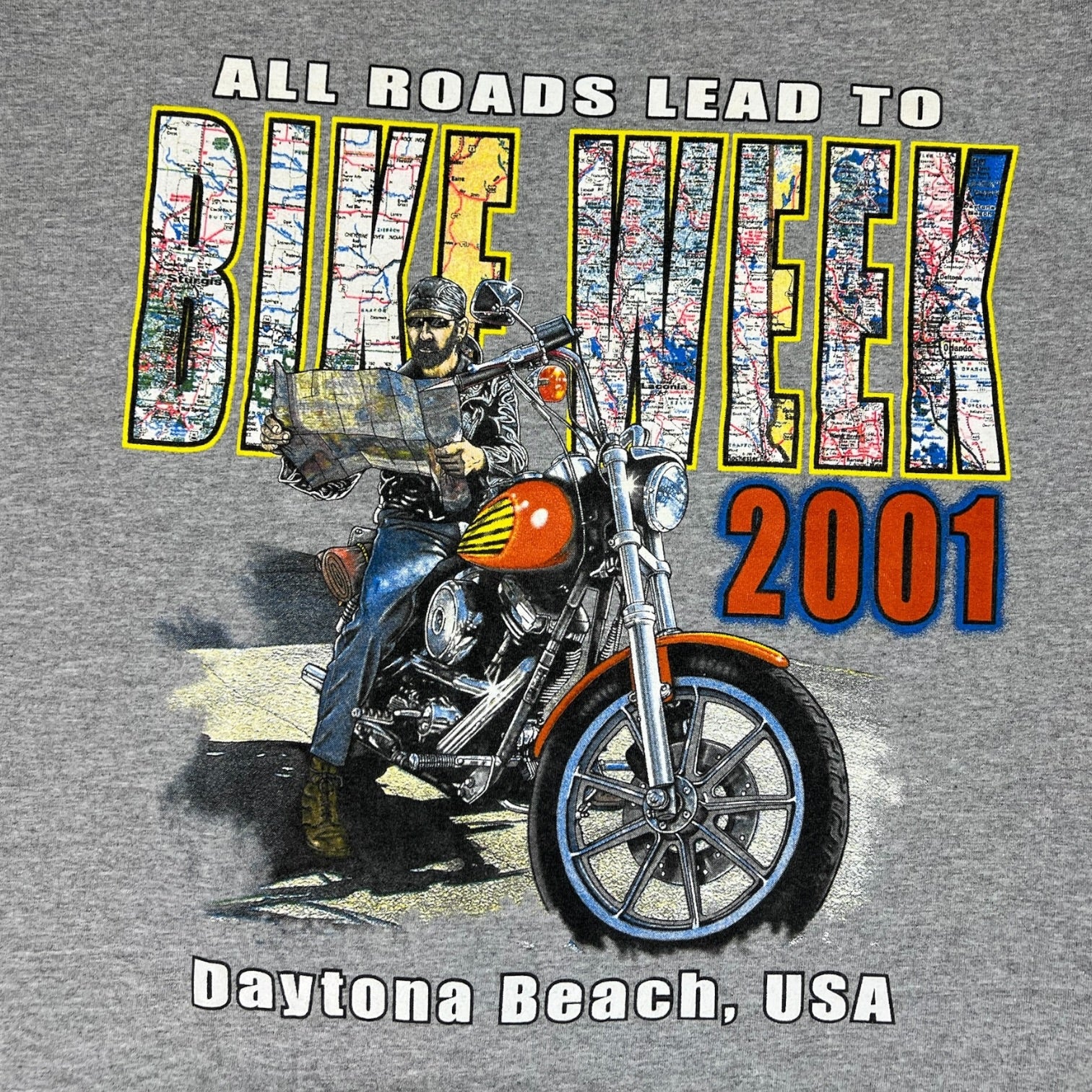 Vintage 2001 Daytona Beach Bike Week T-Shirt Grey