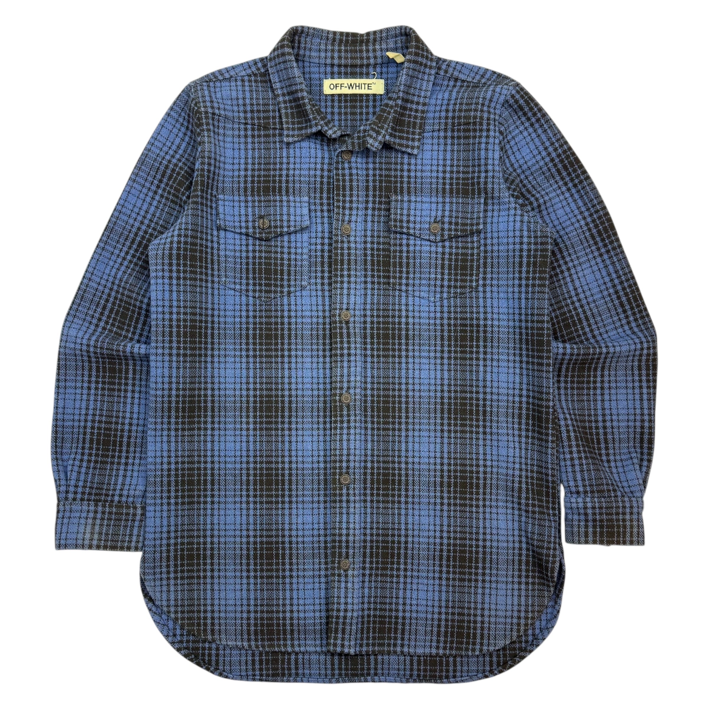 Off-White Tartan Wool Flannel Button Up Blue/Black