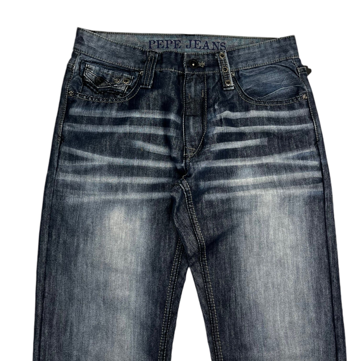 Y2K PEPE Jeans Studded Pockets Straight Denim