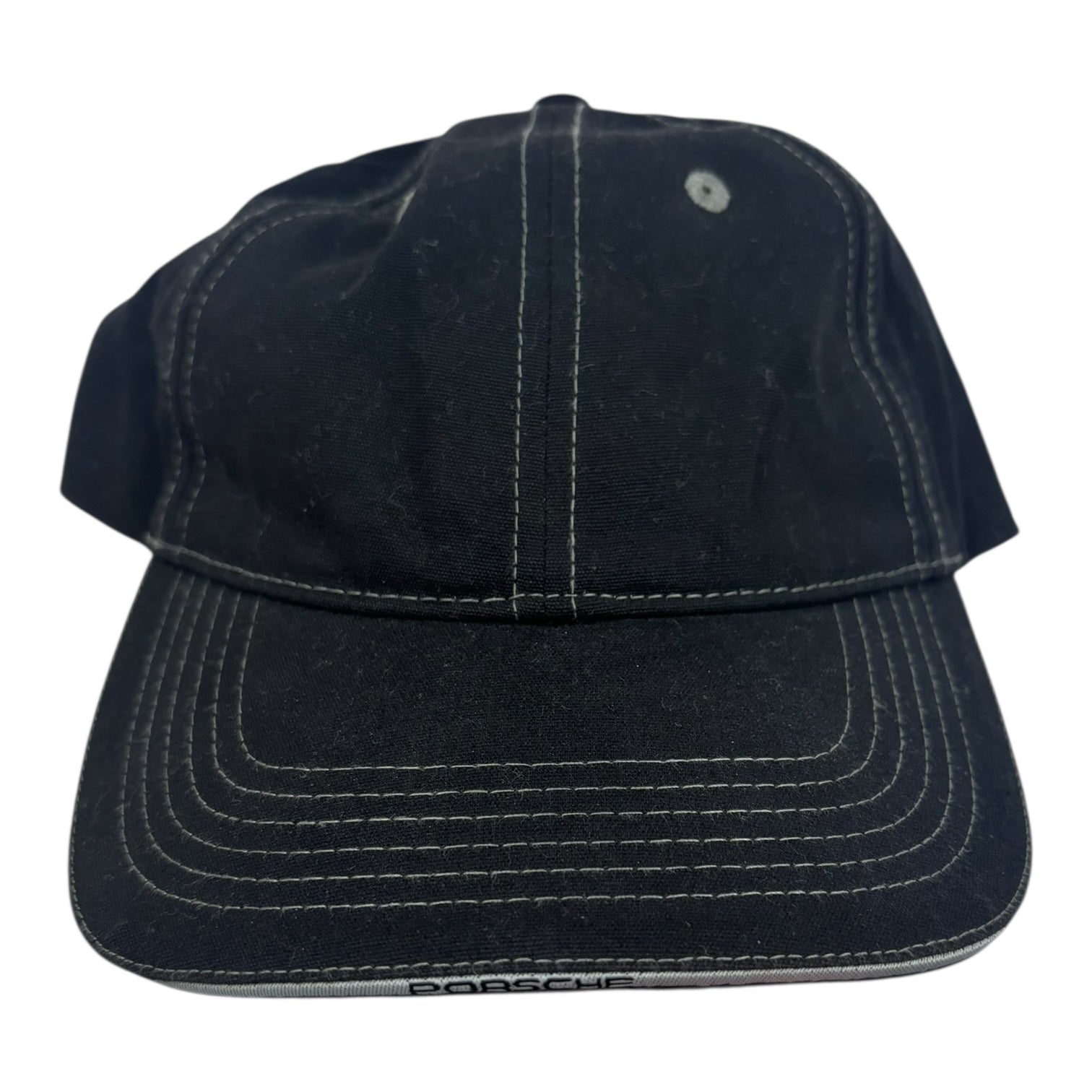 Vintage Porsche Contrast Stitch StrapBack Hat Black