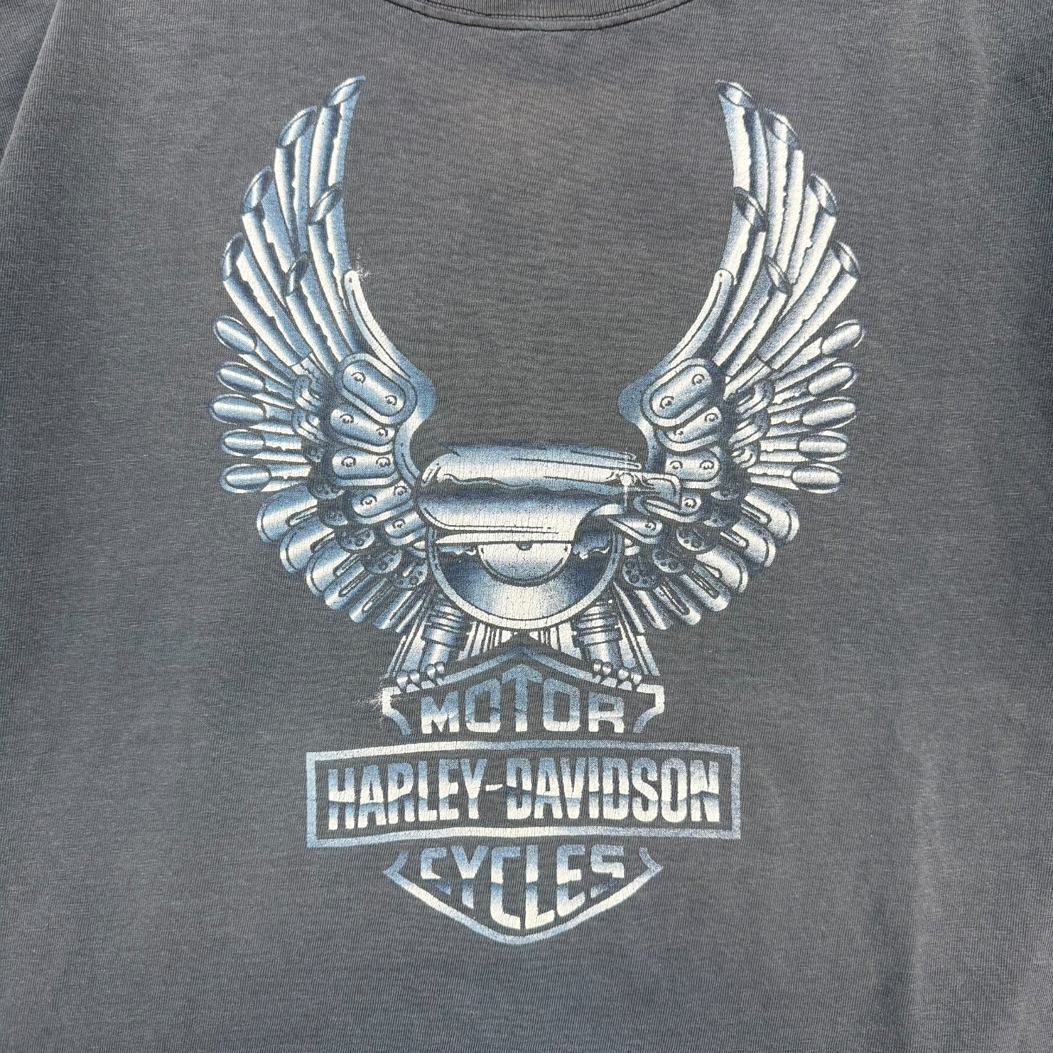 Harley Davidson Engine Tee Faded Blue