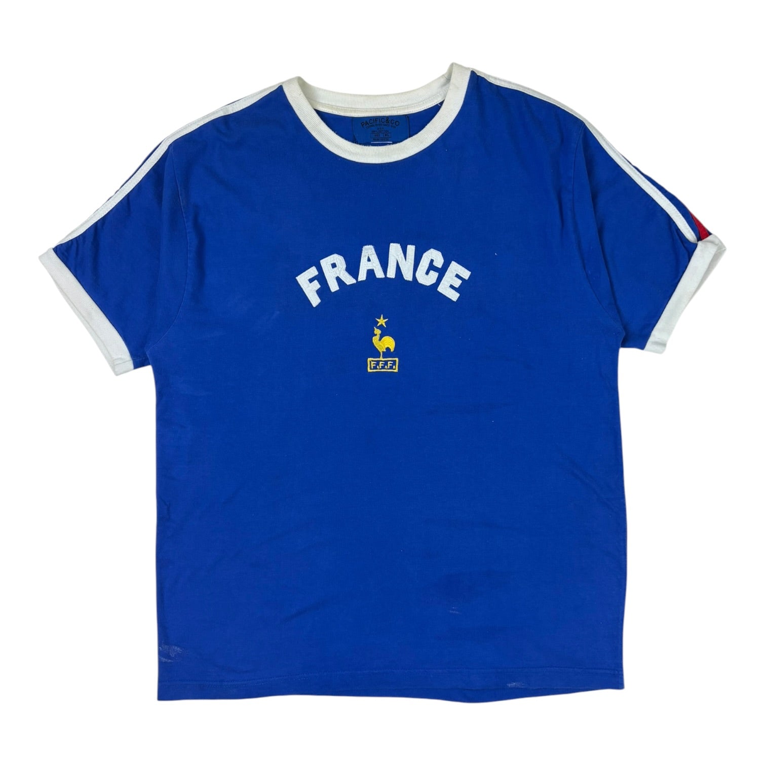 Vintage France Football Federation Ringer Tee Blue