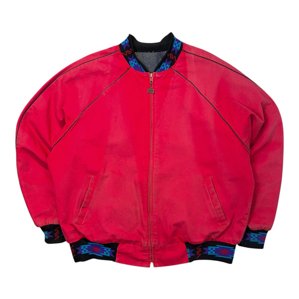 Vintage 90s Walls Western Canvas Bomber Jacket Red