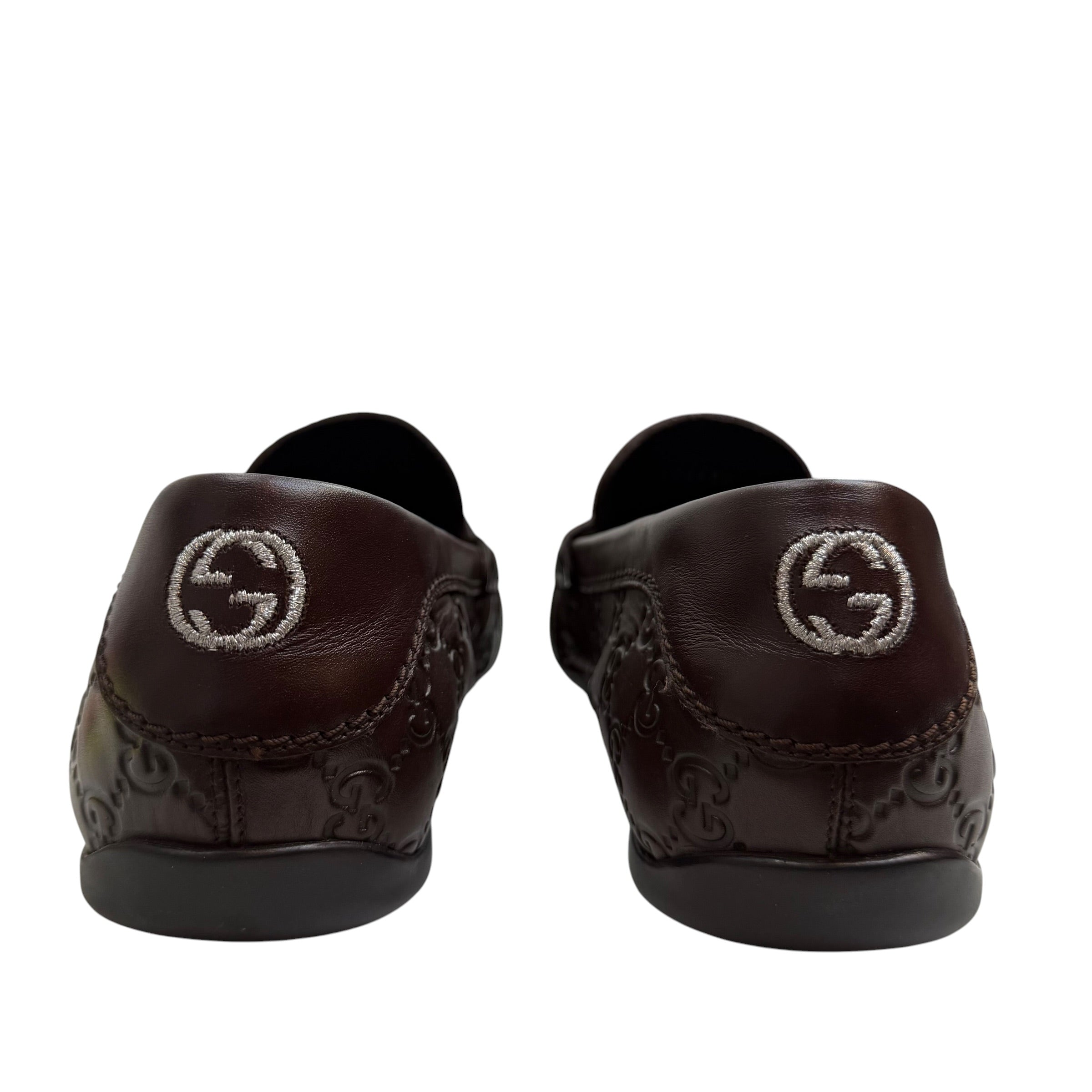 Vintage Gucci San Marino GG Leather Driving Loafers Chocolate